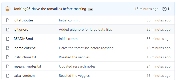 The commit messages in the code window now show the updates for the Roasted branch.